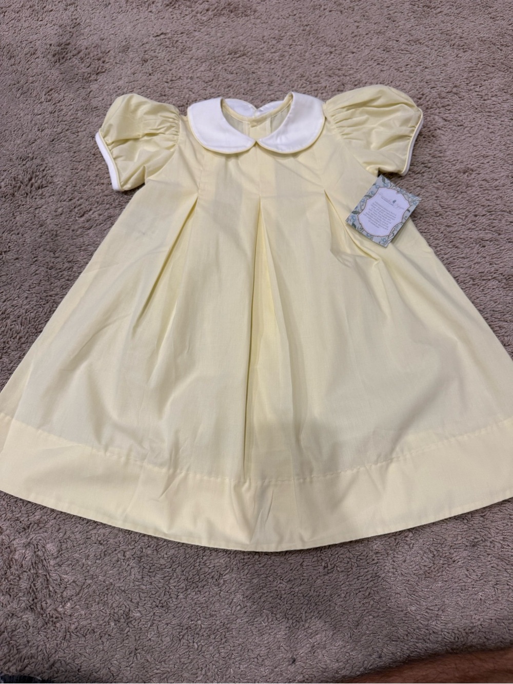 Remember Nguyen Girls Yellow Peter Pan Collar Dress Size 6 NWT